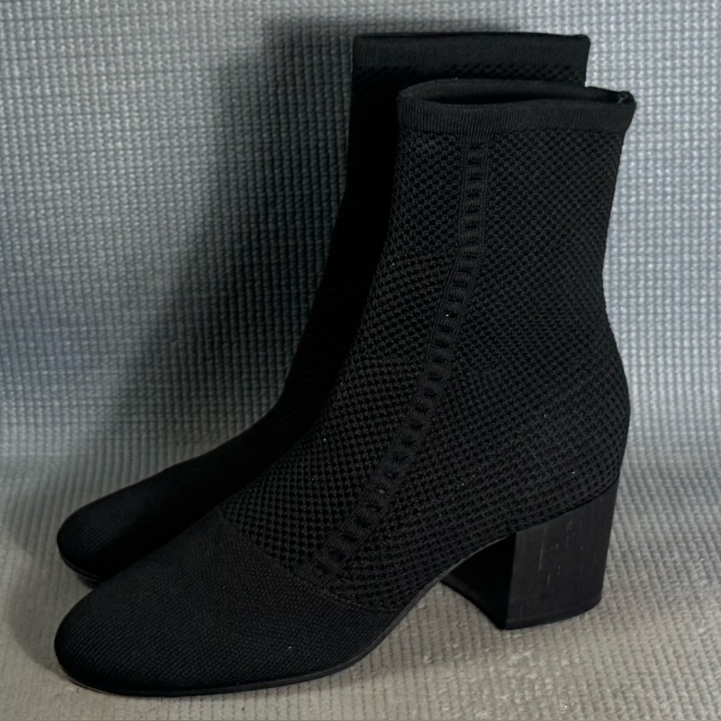 Eileen Fisher Black Mesh-Knit Ankle Boots Women’s Size 7.5